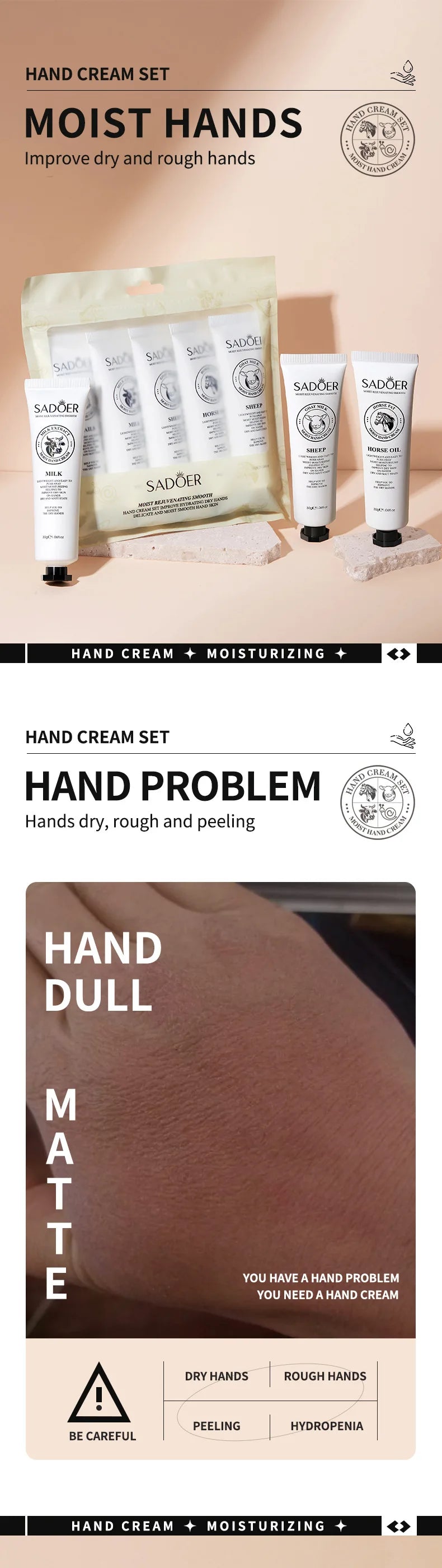 5pcs Hand Cream Gift Set – Infused with Goat Milk &amp; Nourishing Oils for Deep Moisture and Restorative Care, 30g Squeeze Tubes