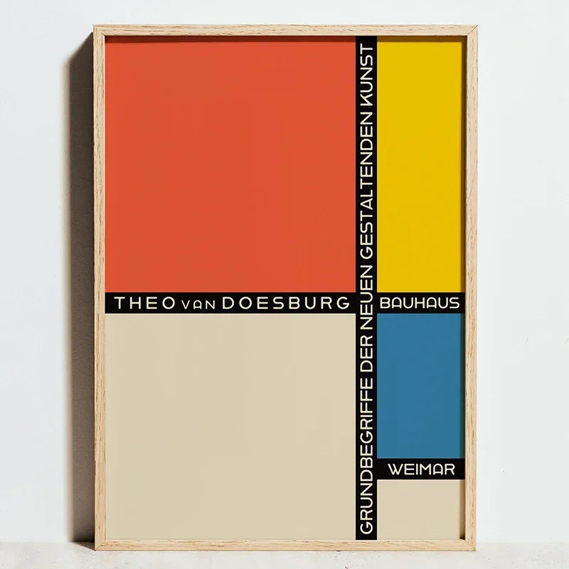 Bauhaus Sports Wall Art Blue Line Canvas Poster Decor