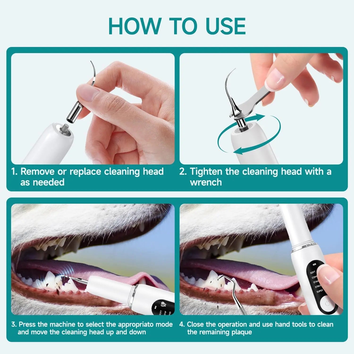 Dog Teeth Cleaning Kit Pet Ultrasonic Canine Plaque Remover