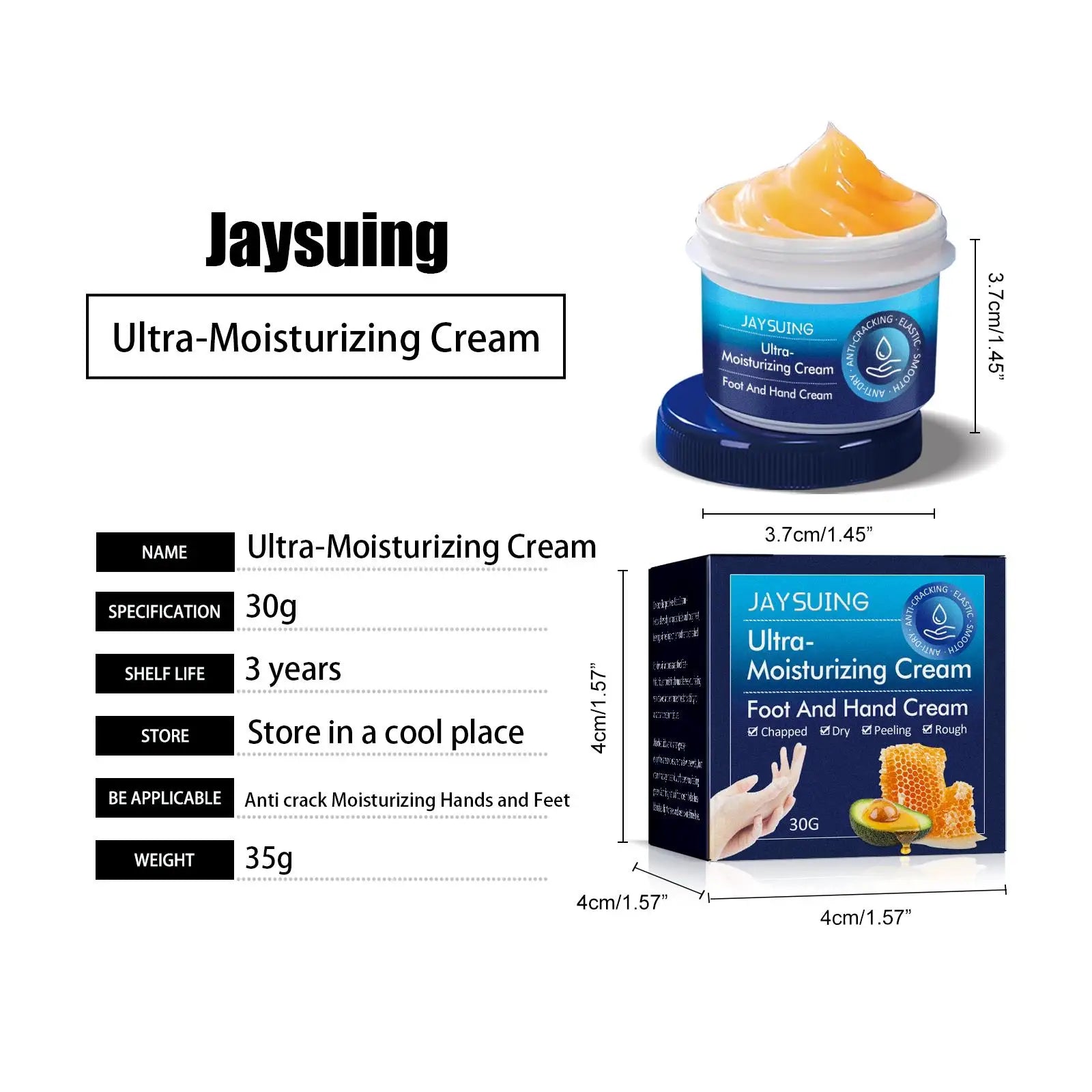 Hand Foot Cream Hydrating Moisturizing to Improve Dry Skin Nourishing Care with Shea Butter Beeswax Lightweight and Non Greasy