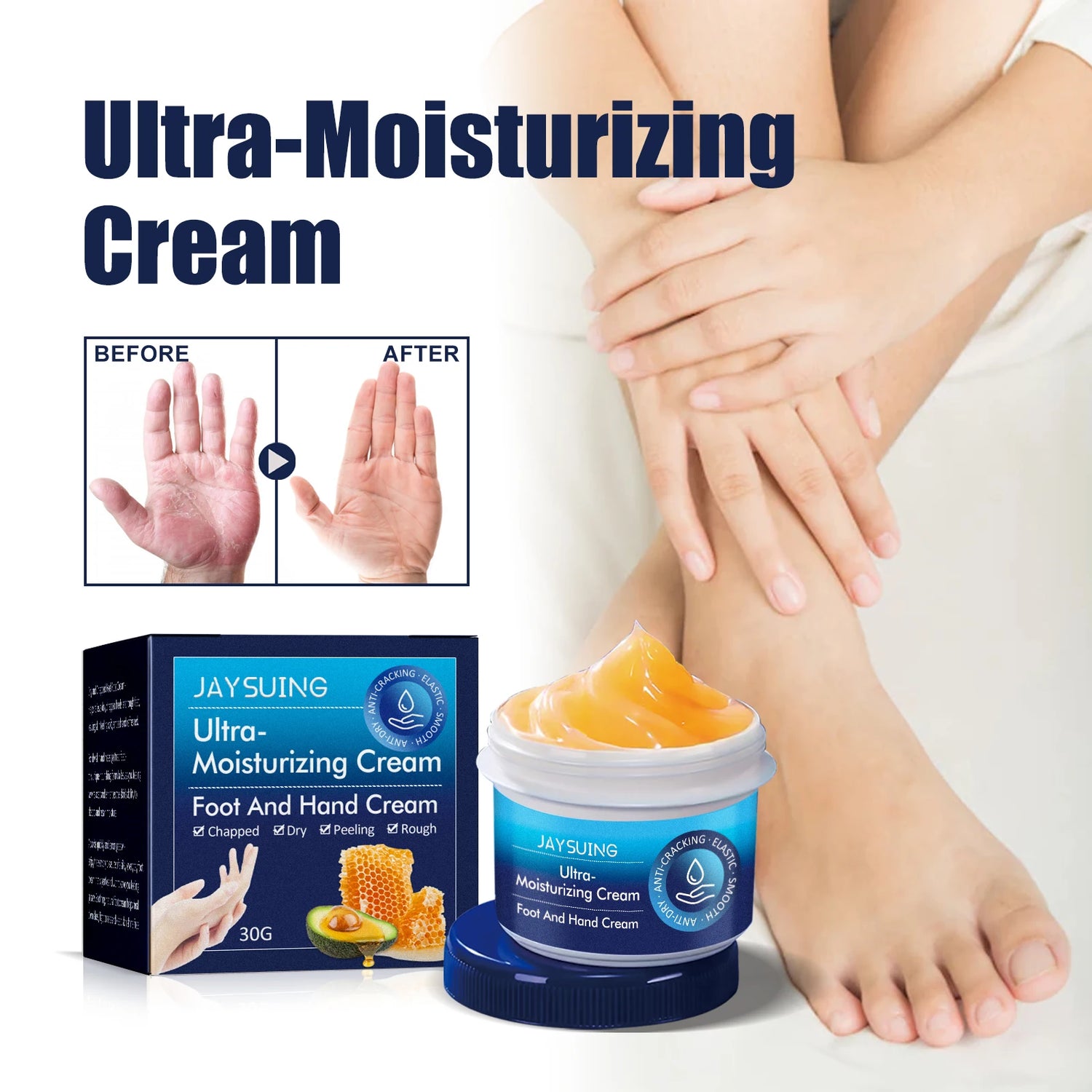 Hand Foot Cream Hydrating Moisturizing to Improve Dry Skin Nourishing Care with Shea Butter Beeswax Lightweight and Non Greasy