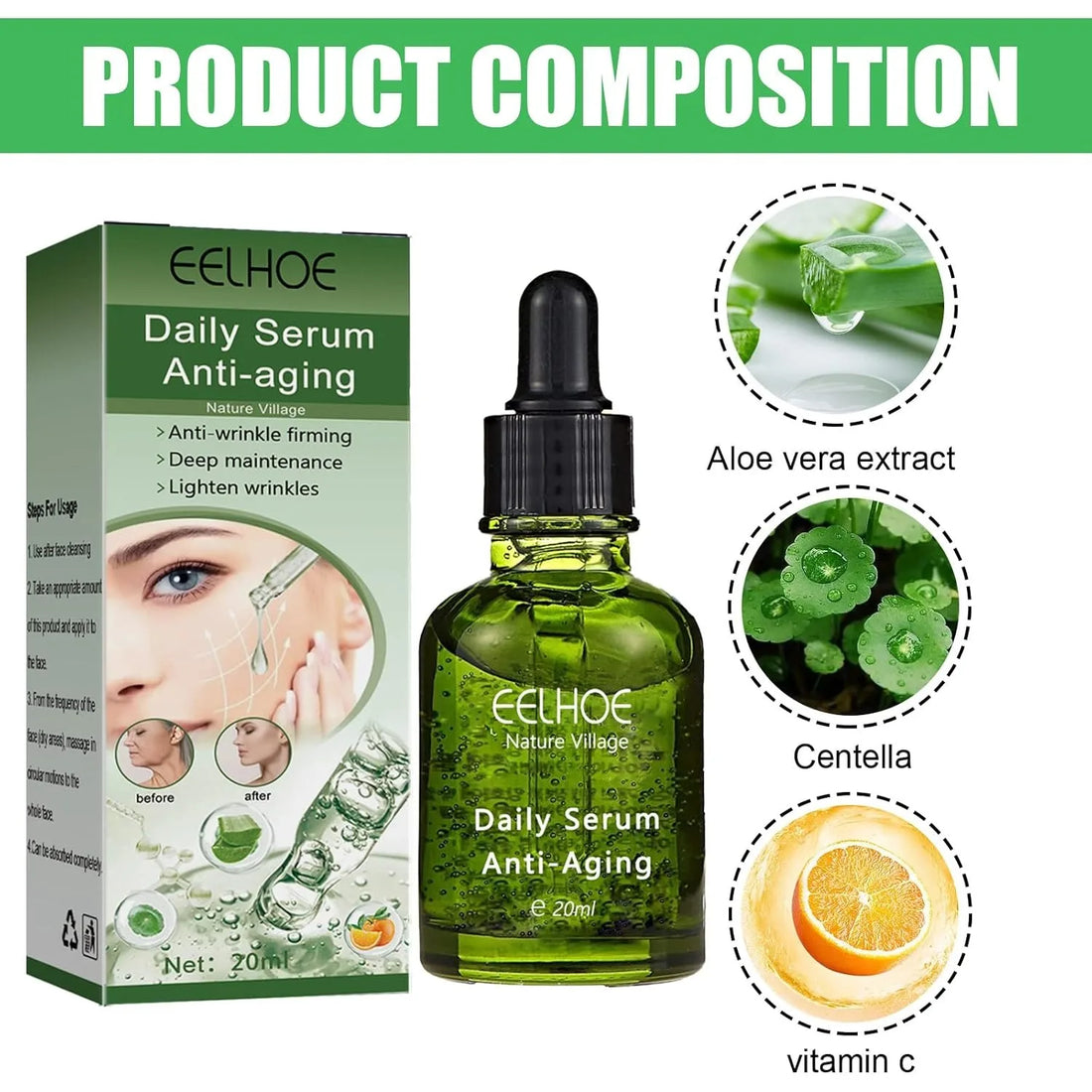 Essence Lift And Tighten The Skin Suitable For Sensitive Skin Energetic Relieve Fine Lines EELHOE Facial serum