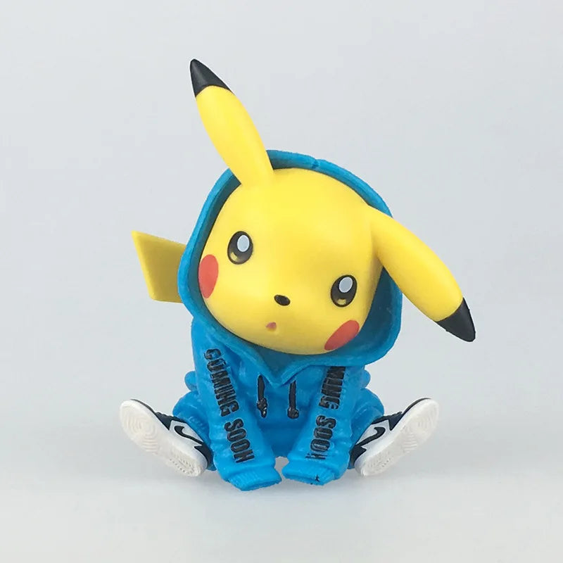 6Pcs Anime Pokemon Pikachu FigureSweatshirt Ver Set Model Toy Gift Birthday Gift Car Decoration Action Figure PVC 7CM