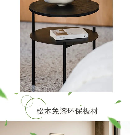 Minimalist Sofa Side Table Double-Layer Living Room Tea Table Simple Storage Rack Bedside Mini Desk for Bedroom Home Decor