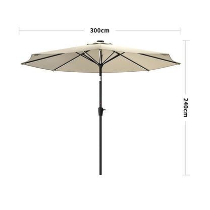 【Breeins】Large Solar Powered LED Patio Umbrella for Outdoor Garden Patio
