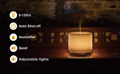 280ml Essential Oil Diffusers For Home Room Aromatherapy Diffuser Mode-4 Timers 3 Modes Lights Auto-Off Ceramic Air Humidifier