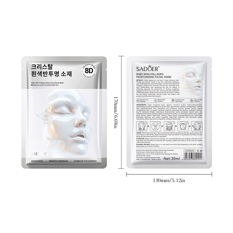 "Collagen Glow" Hydrating Face Mask | Brightening &amp; Moisturizing Treatment | With Marine Collagen &amp; Hyaluronic Acid