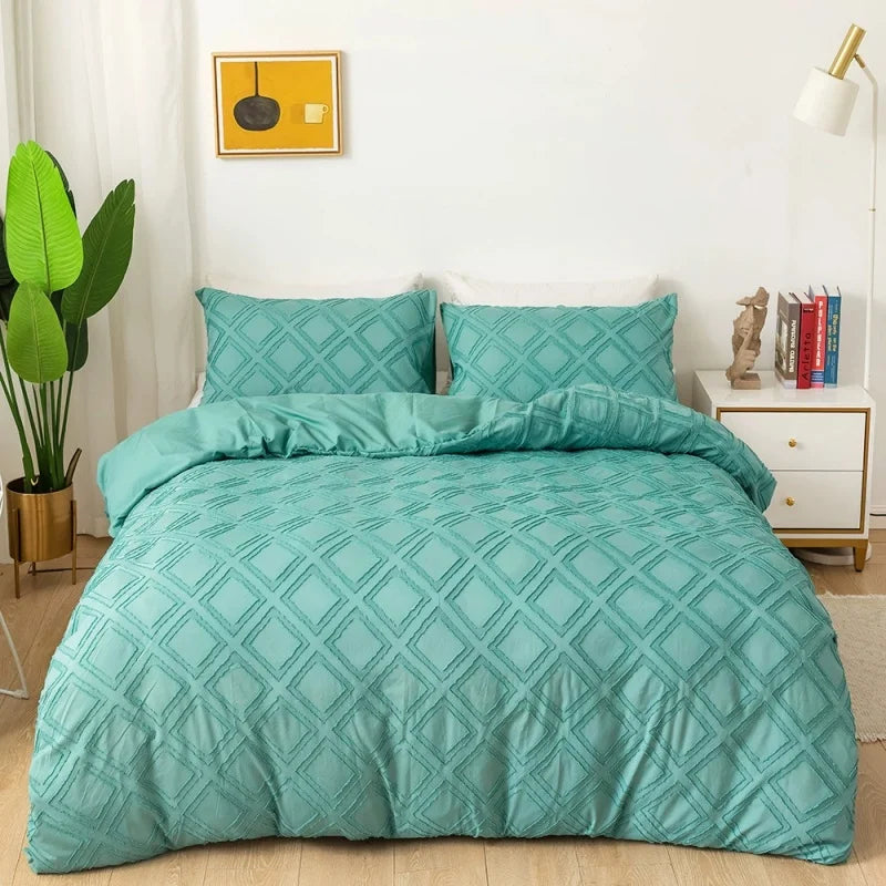 23pcs Duvet Cover SetTufted Geometric Quilt Comforter C