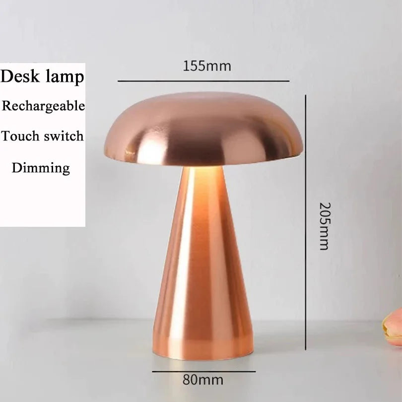 Retro Mushroom Table Lamp LED Rechargeable Bedside Light
