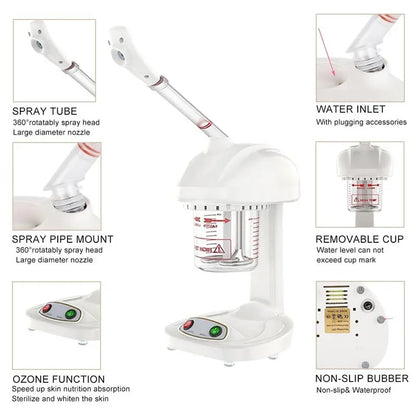 Facial Steamer Spraying Machine Ionic Advanced Ozone Steaming Skin Care for Salon Spa and Home to Face Moisturizing Cleaning