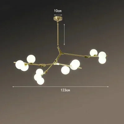Modern Tree Branches Led Pendant Lamps Glass Balls Hanging 