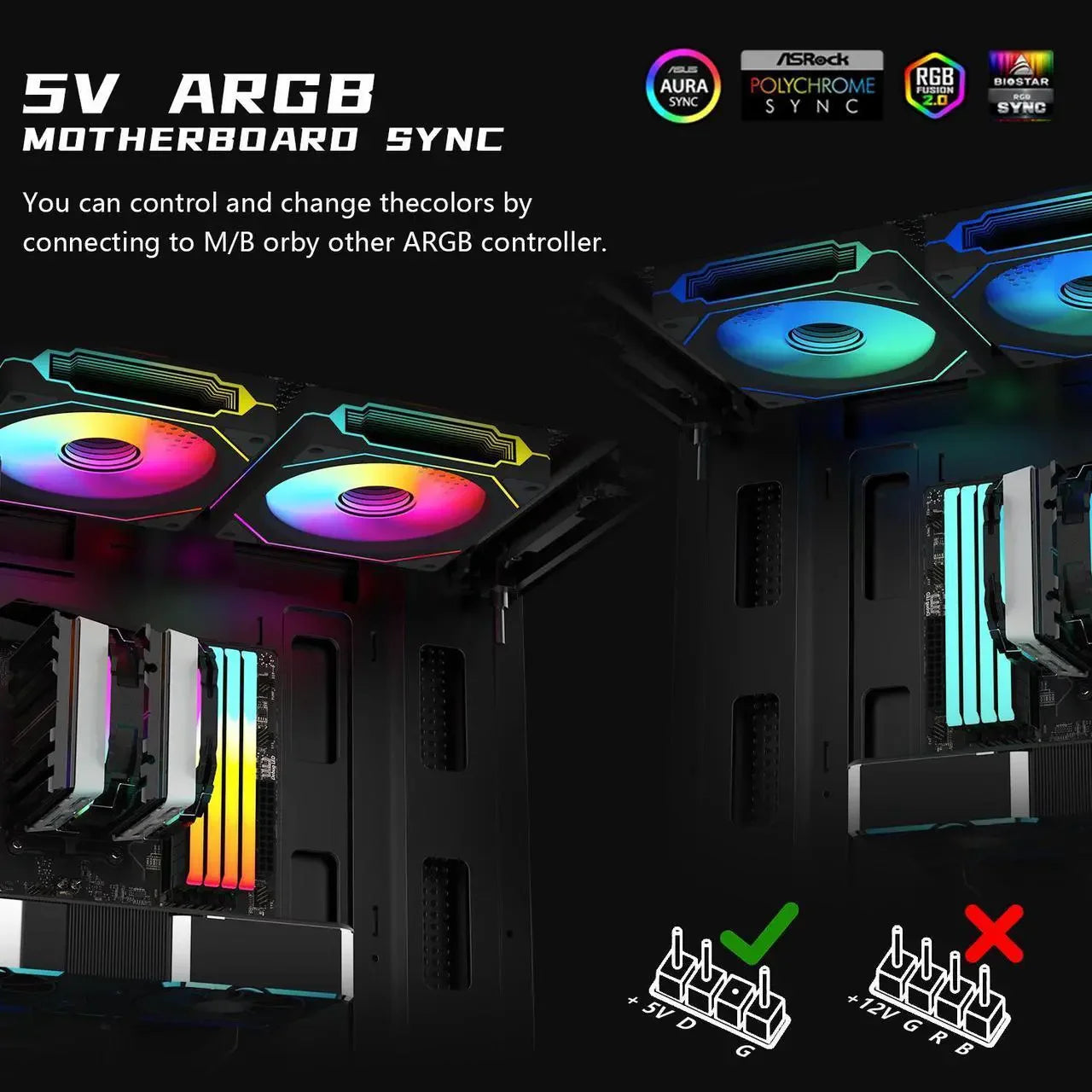 120mm ARGB PWM PC Case Fan 6Pack ARGB Cooling 
