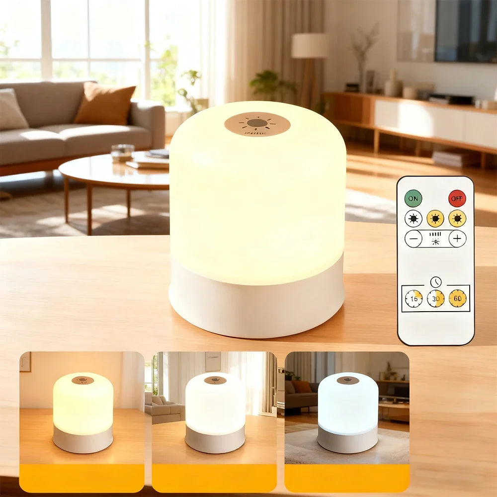 LED Night Light Dimmable Rechargeable/Plug-in Desktop Bedroom Bedside Lighting Decorative Touchscreen Reading RGB Desk Lamp
