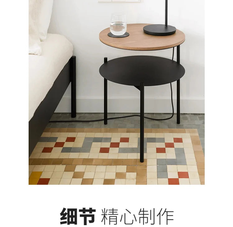 Minimalist Sofa Side Table Double-Layer Living Room Tea Table Simple Storage Rack Bedside Mini Desk for Bedroom Home Decor