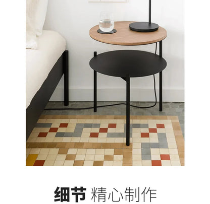 Minimalist Sofa Side Table Double-Layer Living Room Tea Table Simple Storage Rack Bedside Mini Desk for Bedroom Home Decor