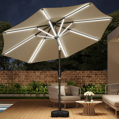【Breeins】Large Solar Powered LED Patio Umbrella for Outdoor Garden Patio