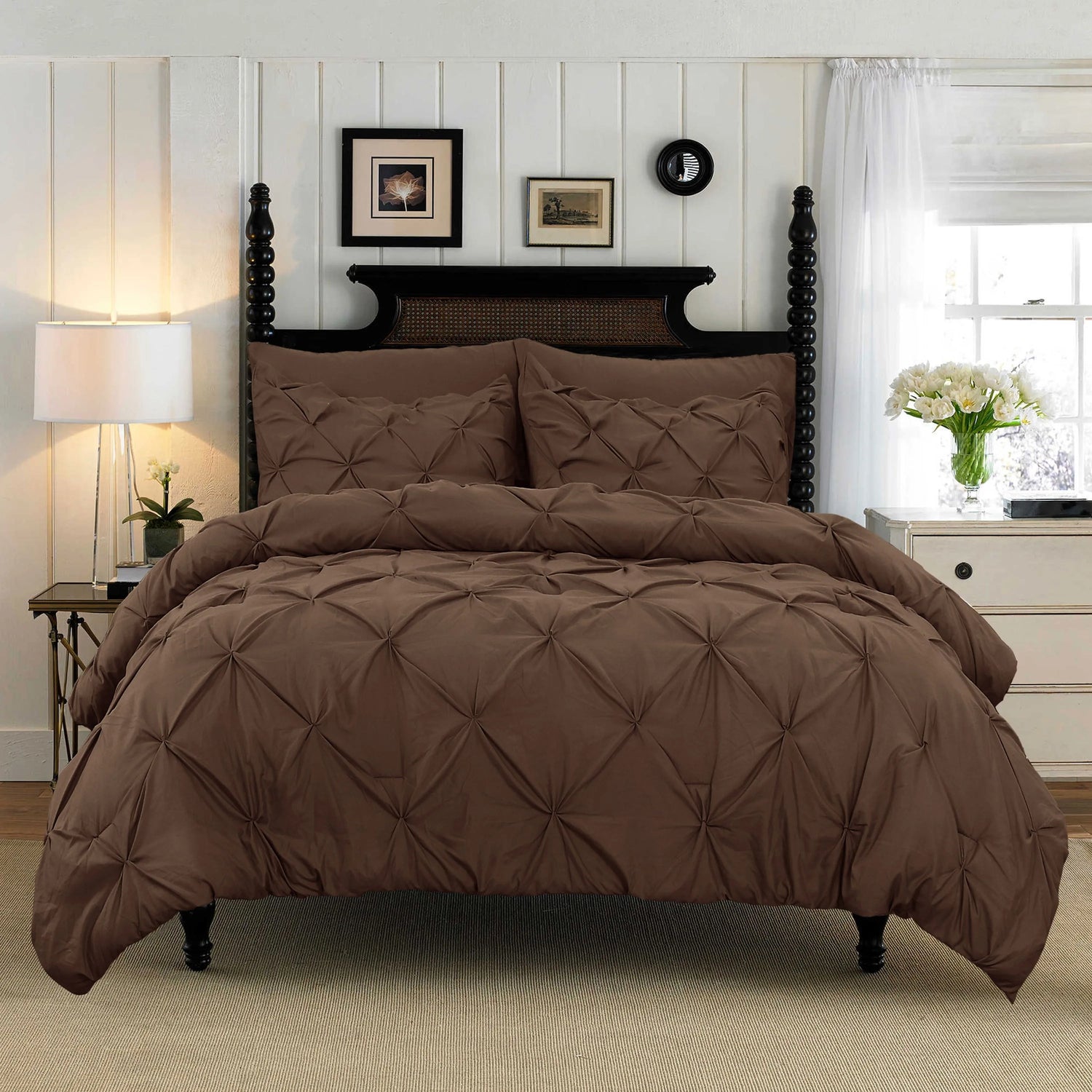 Cotton Bedding Set Elegant Comfort Pinch Pleated Pintuck 