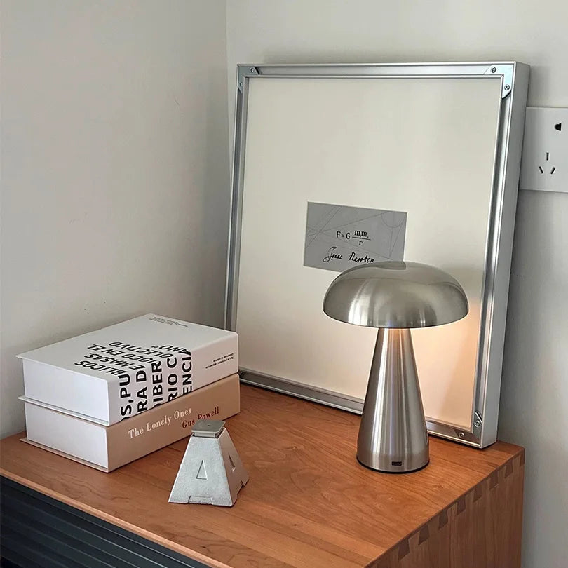 Retro Mushroom Table Lamp LED Rechargeable Bedside Light