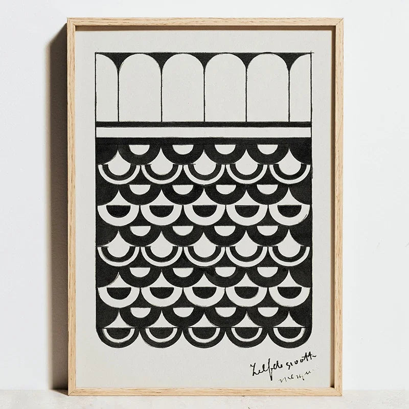 Bauhaus Sports Wall Art Blue Line Canvas Poster Decor