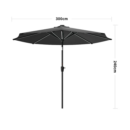 【Breeins】Large Solar Powered LED Patio Umbrella for Outdoor Garden Patio