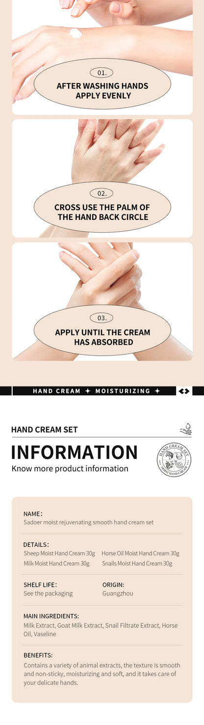 5pcs Hand Cream Gift Set – Infused with Goat Milk &amp; Nourishing Oils for Deep Moisture and Restorative Care, 30g Squeeze Tubes