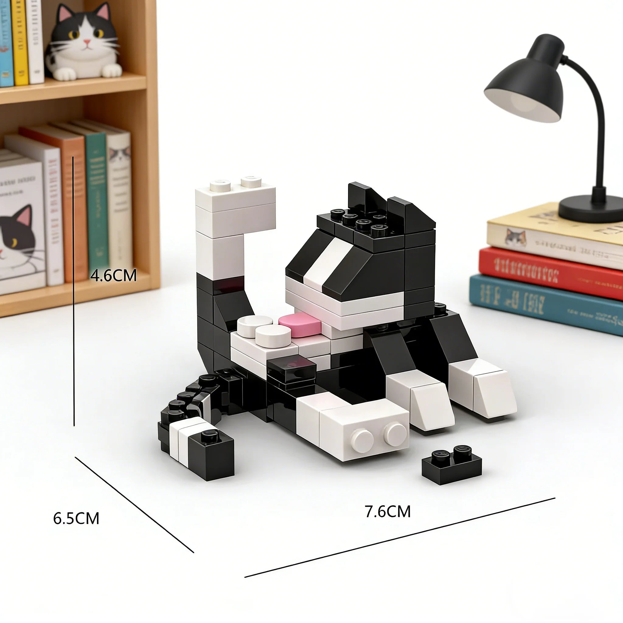 Aesthetic Cat Statue Home Decor - Creative Animal Figurine, Miniature Desktop Ornament, MOC Art Building Display Gift