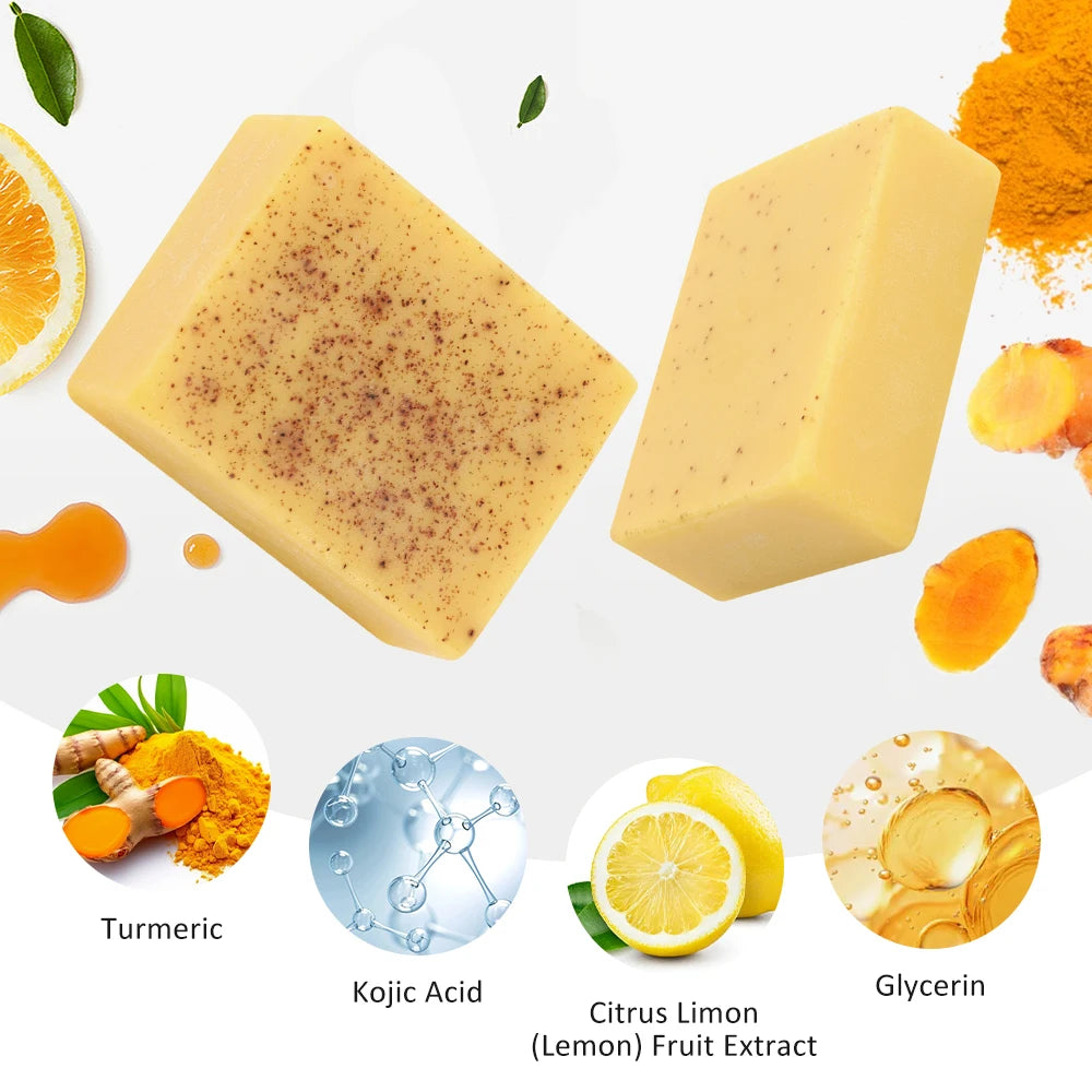 Turmeric Lemon Cleansing Soap 100g Cleansing Body Frosted Particles Handmade Soap Removes Dirt With Natural Bright Essential Oil