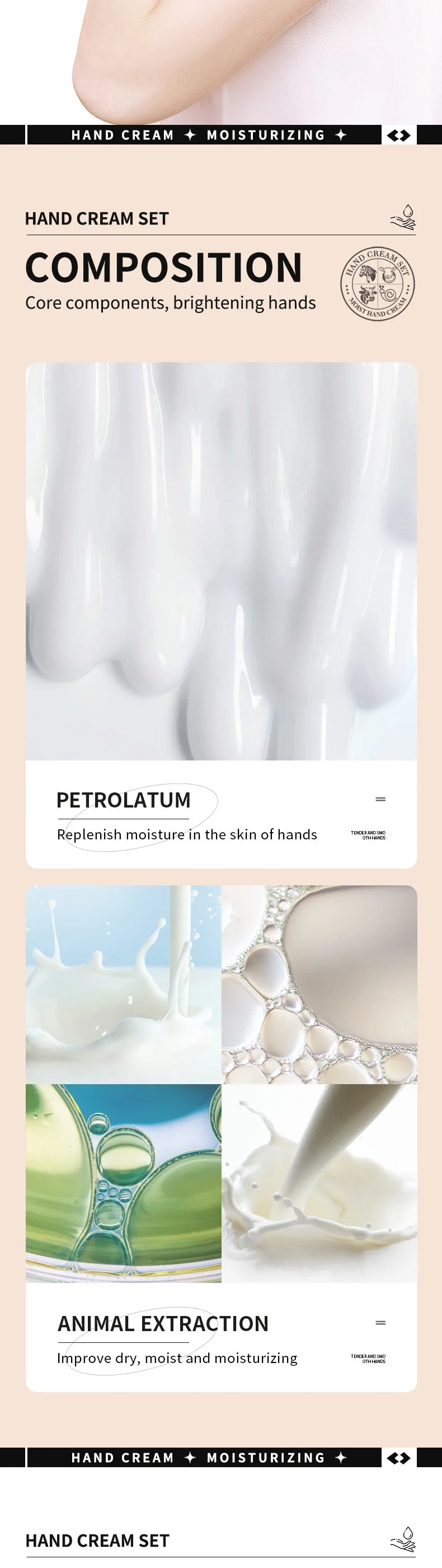 5pcs Hand Cream Gift Set – Infused with Goat Milk &amp; Nourishing Oils for Deep Moisture and Restorative Care, 30g Squeeze Tubes