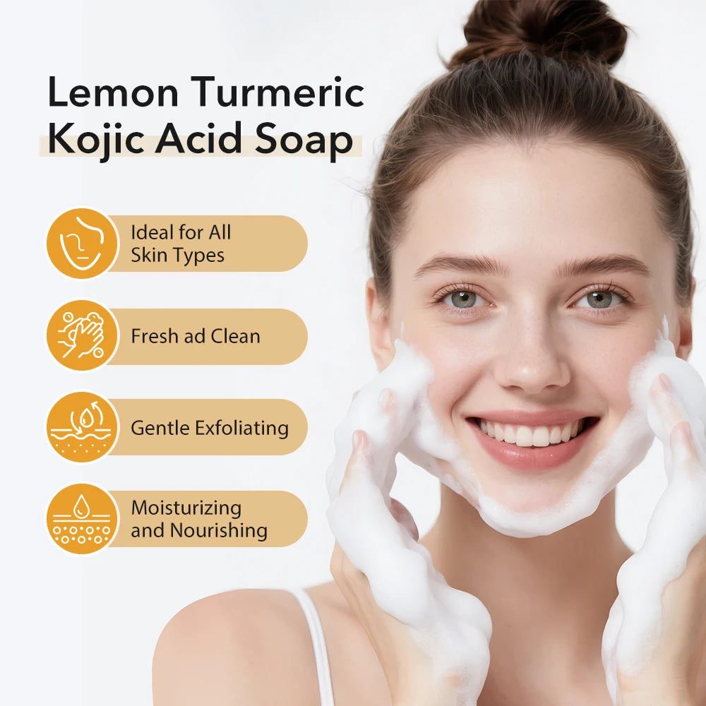 Turmeric Lemon Cleansing Soap 100g Cleansing Body Frosted Particles Handmade Soap Removes Dirt With Natural Bright Essential Oil