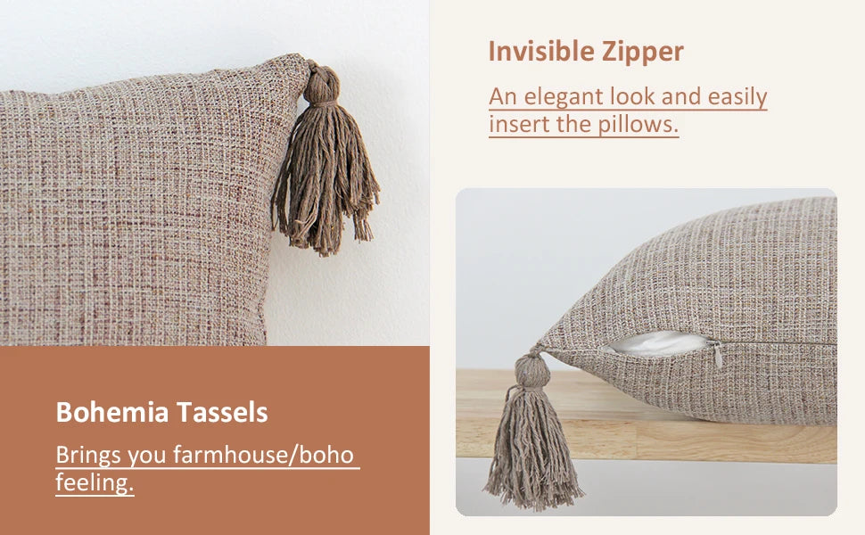 Pillow Cover Linen Pillow Case For Living Room Sofa Decorative Pillows With Tassel Farmhouse Home Decor Housse De Coussin