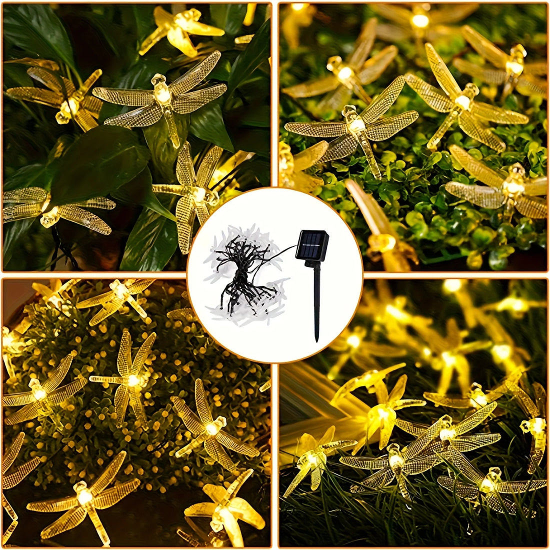 Solar-Powered LED Dragonfly String Lights Outdoor Landscape Decoration for Halloween Christmas  Garden Lights Solar Fairy Lights