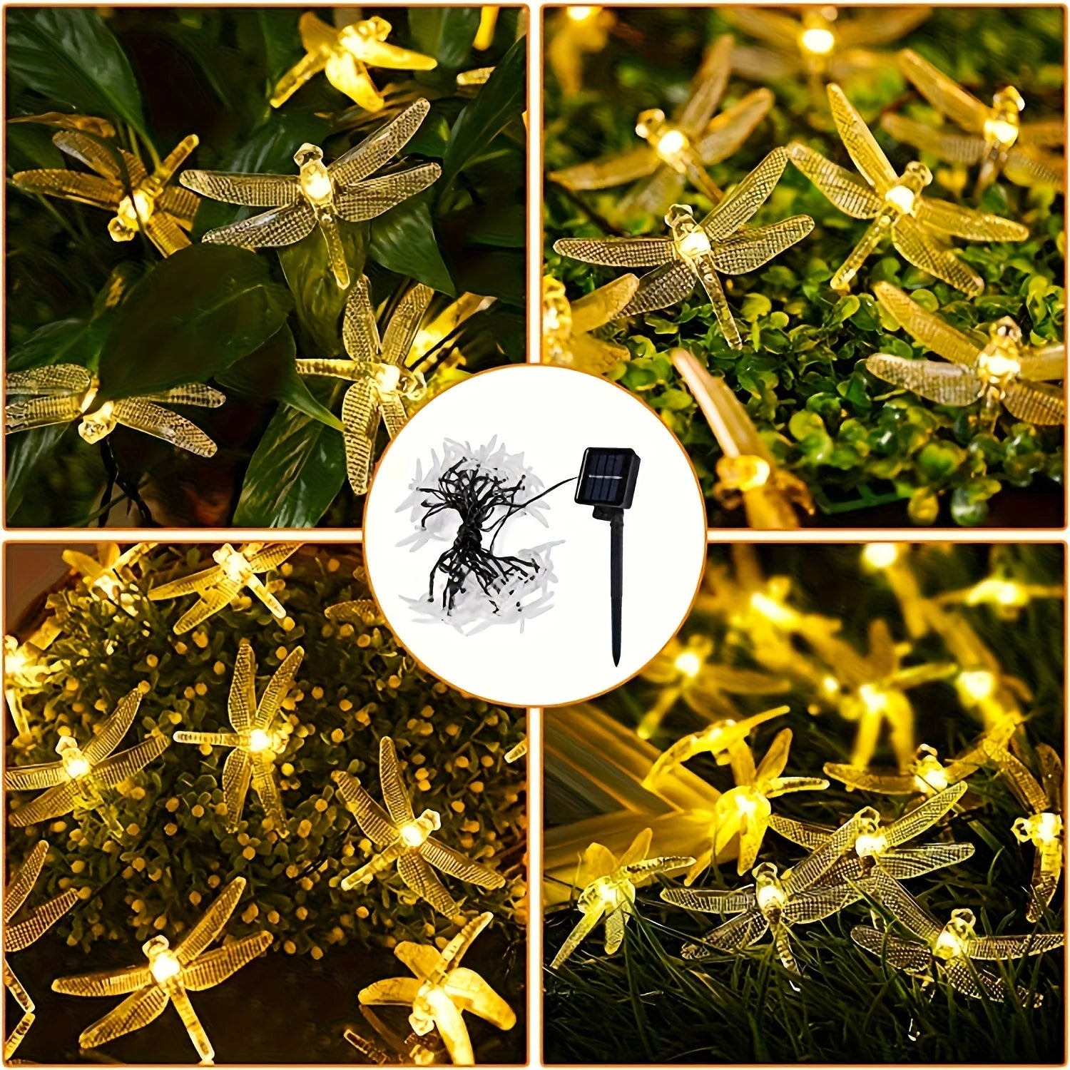 Solar-Powered LED Dragonfly String Lights Outdoor Landscape Decoration for Halloween Christmas  Garden Lights Solar Fairy Lights