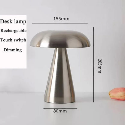 Retro Mushroom Table Lamp LED Rechargeable Bedside Light