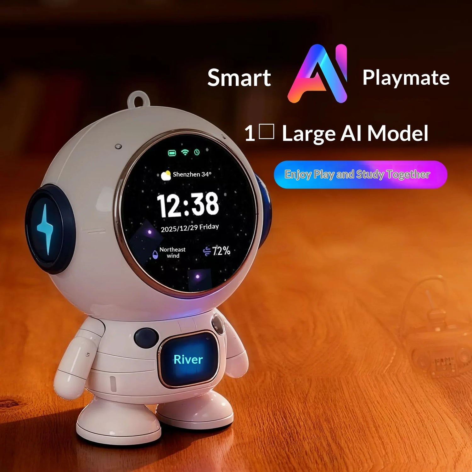 Ai Chat Robot 6 Ai Models Wifi Bluetooth Dual Mode Desktop Companion Night Light Clock Alarm Intelligent Office Assistance