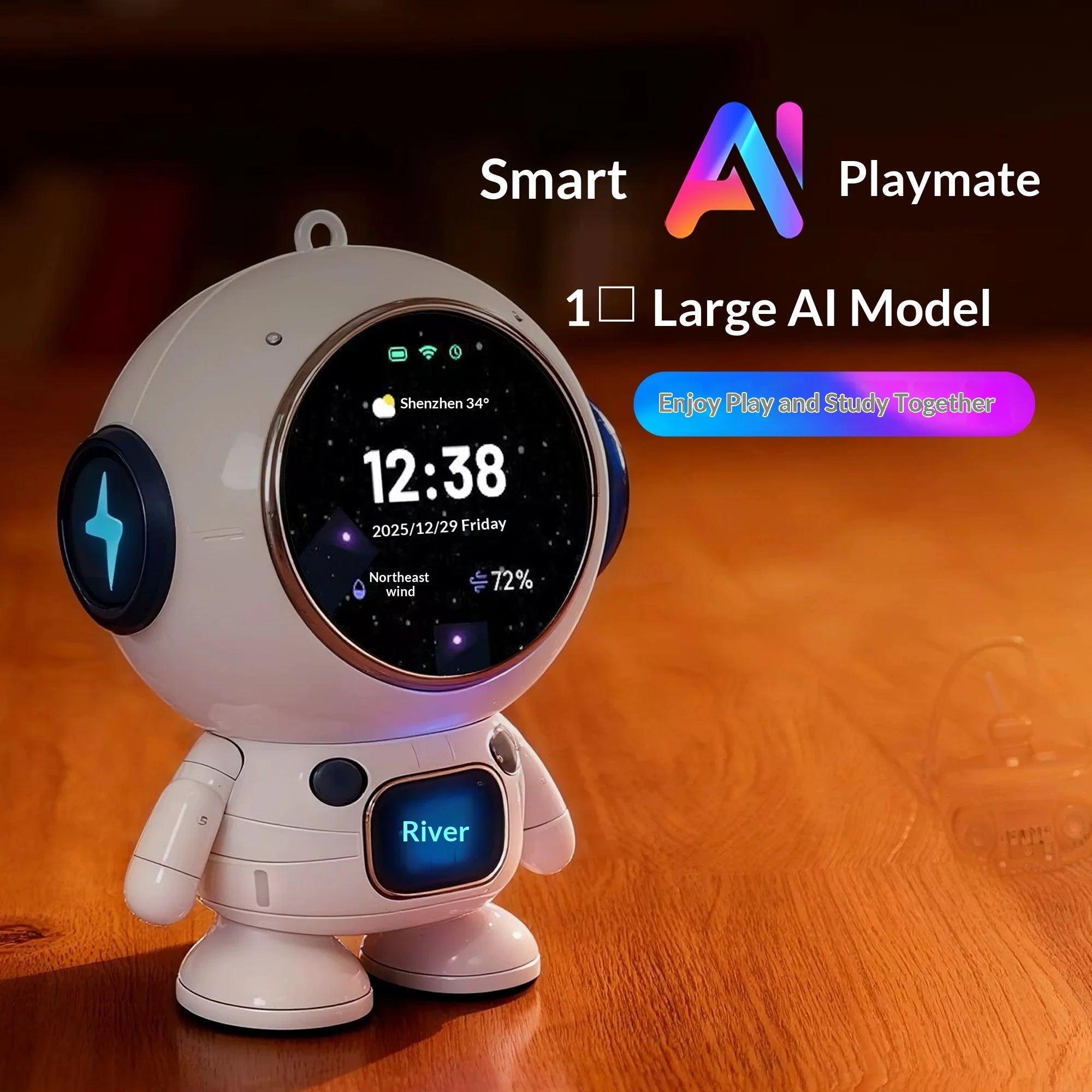 Ai Chat Robot 6 Ai Models Wifi Bluetooth Dual Mode Desktop Companion Night Light Clock Alarm Intelligent Office Assistance