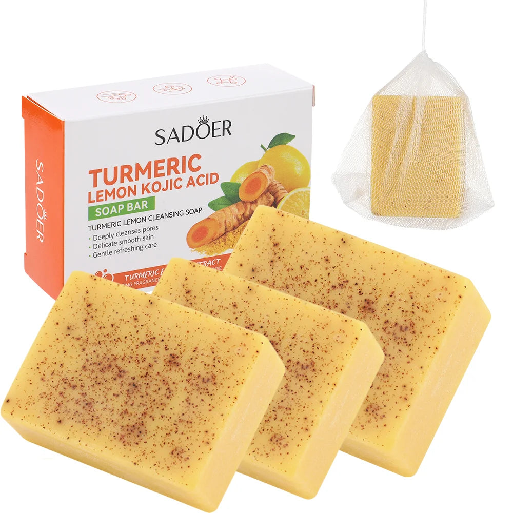 Turmeric Lemon Cleansing Soap 100g Cleansing Body Frosted Particles Handmade Soap Removes Dirt With Natural Bright Essential Oil