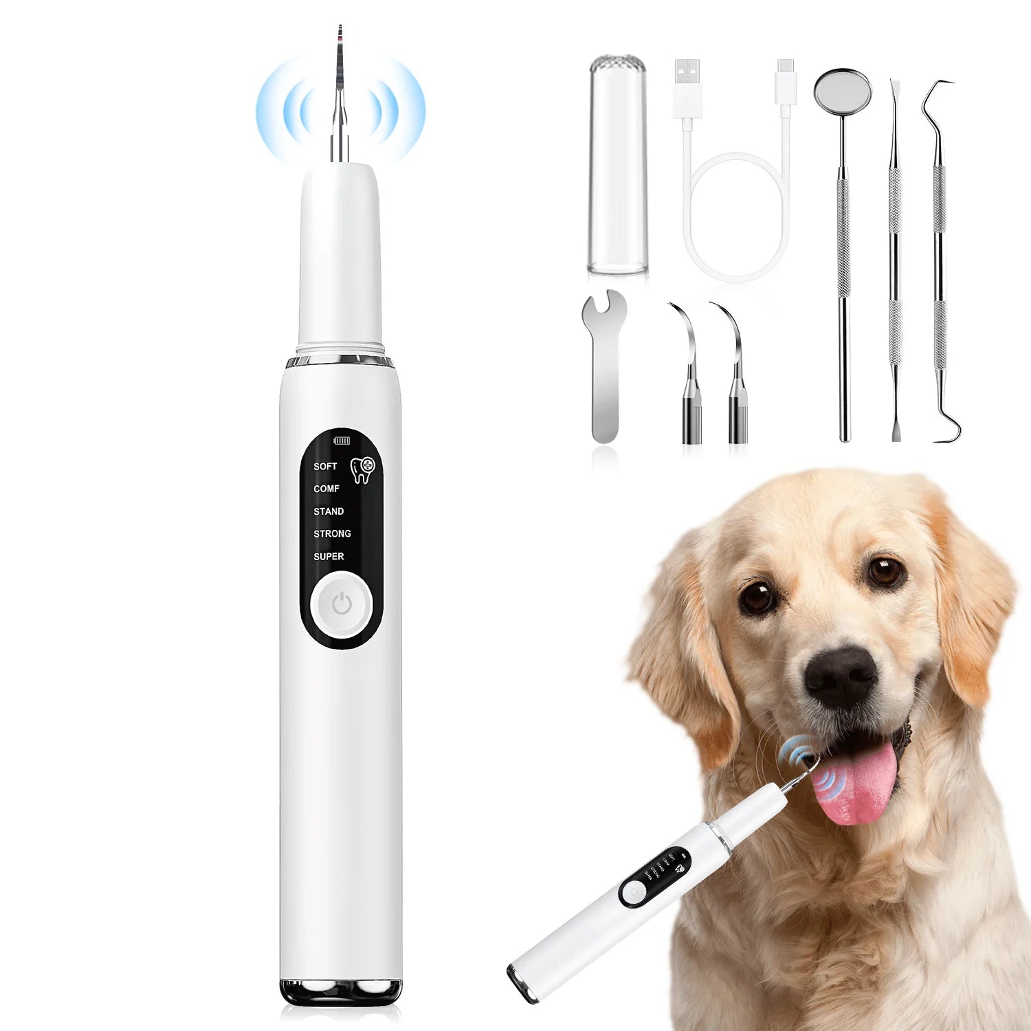 Dog Teeth Cleaning Kit Pet Ultrasonic Canine Plaque Remover