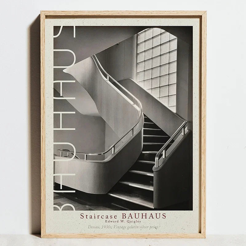 Bauhaus Sports Wall Art Blue Line Canvas Poster Decor