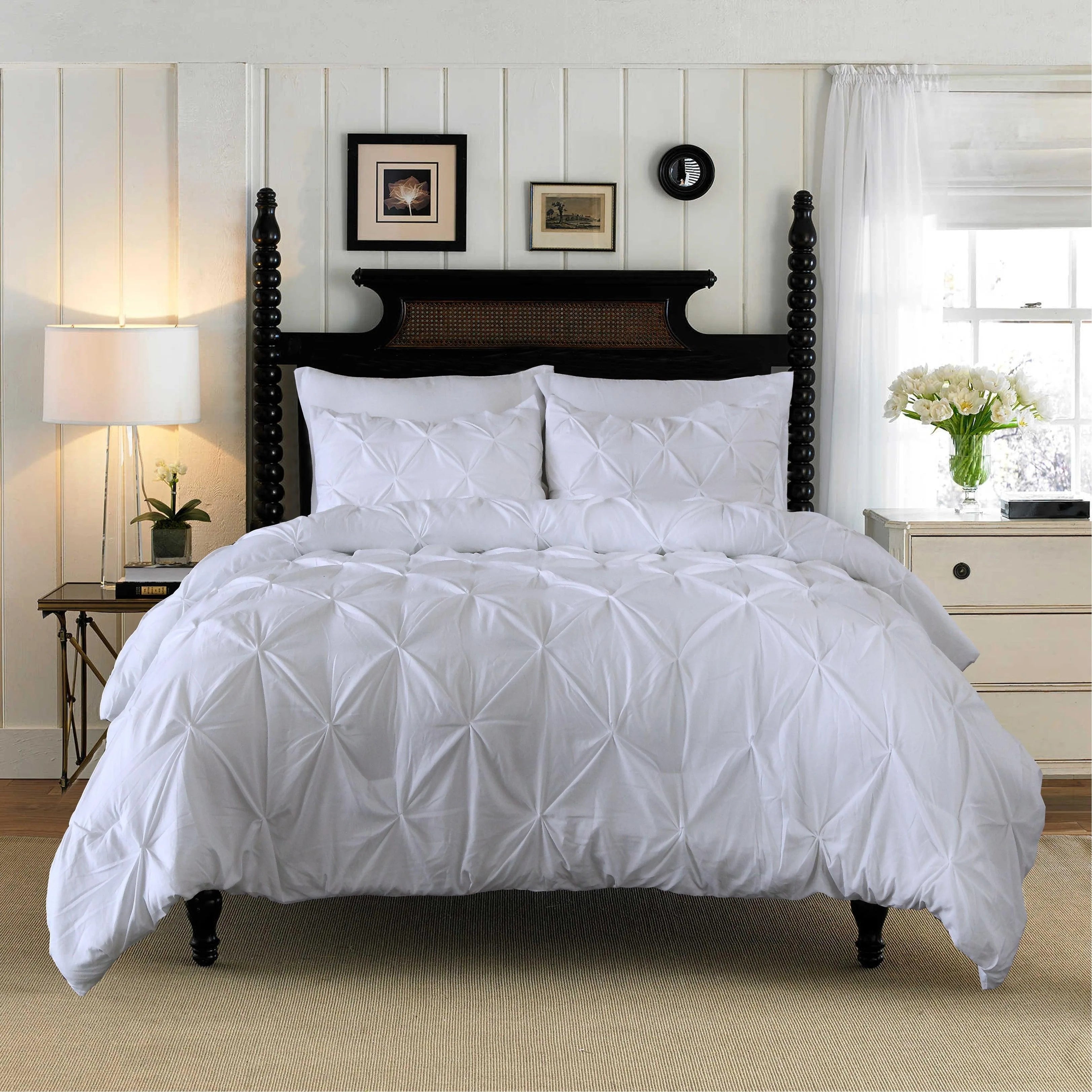 Cotton Bedding Set Elegant Comfort Pinch Pleated Pintuck 