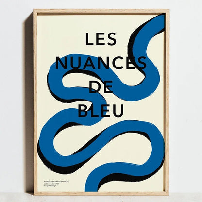 Bauhaus Sports Wall Art Blue Line Canvas Poster Decor