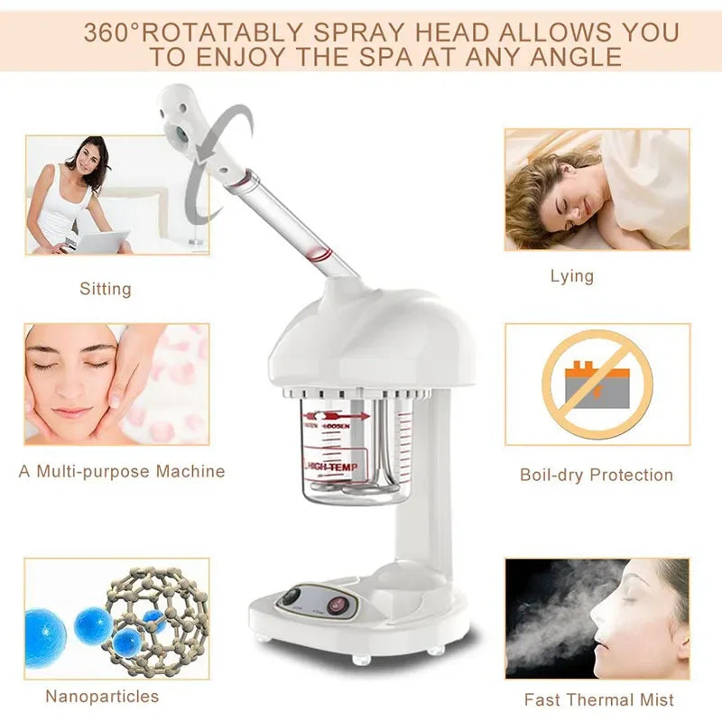 Facial Steamer Spraying Machine Ionic Advanced Ozone Steaming Skin Care for Salon Spa and Home to Face Moisturizing Cleaning