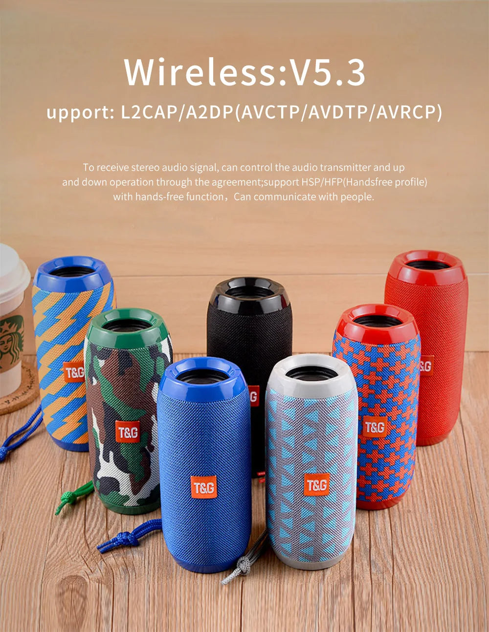 Bluetooth Speaker T&amp;G TG117 Portable TWS Sound Box Waterproof Loudspeaker Outdoor Stereo Surround Speakers Support TF FM Radio