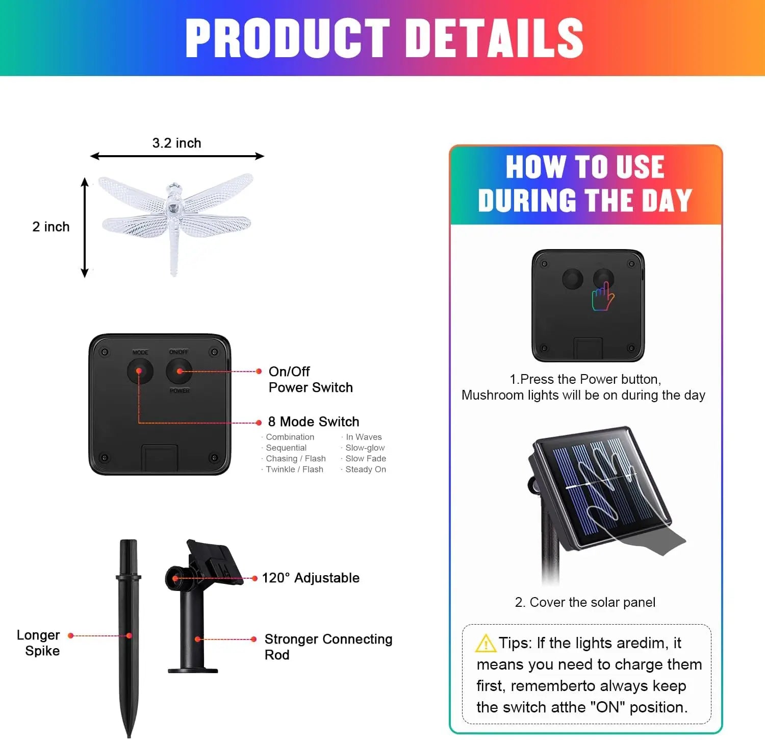 Solar-Powered LED Dragonfly String Lights Outdoor Landscape Decoration for Halloween Christmas  Garden Lights Solar Fairy Lights