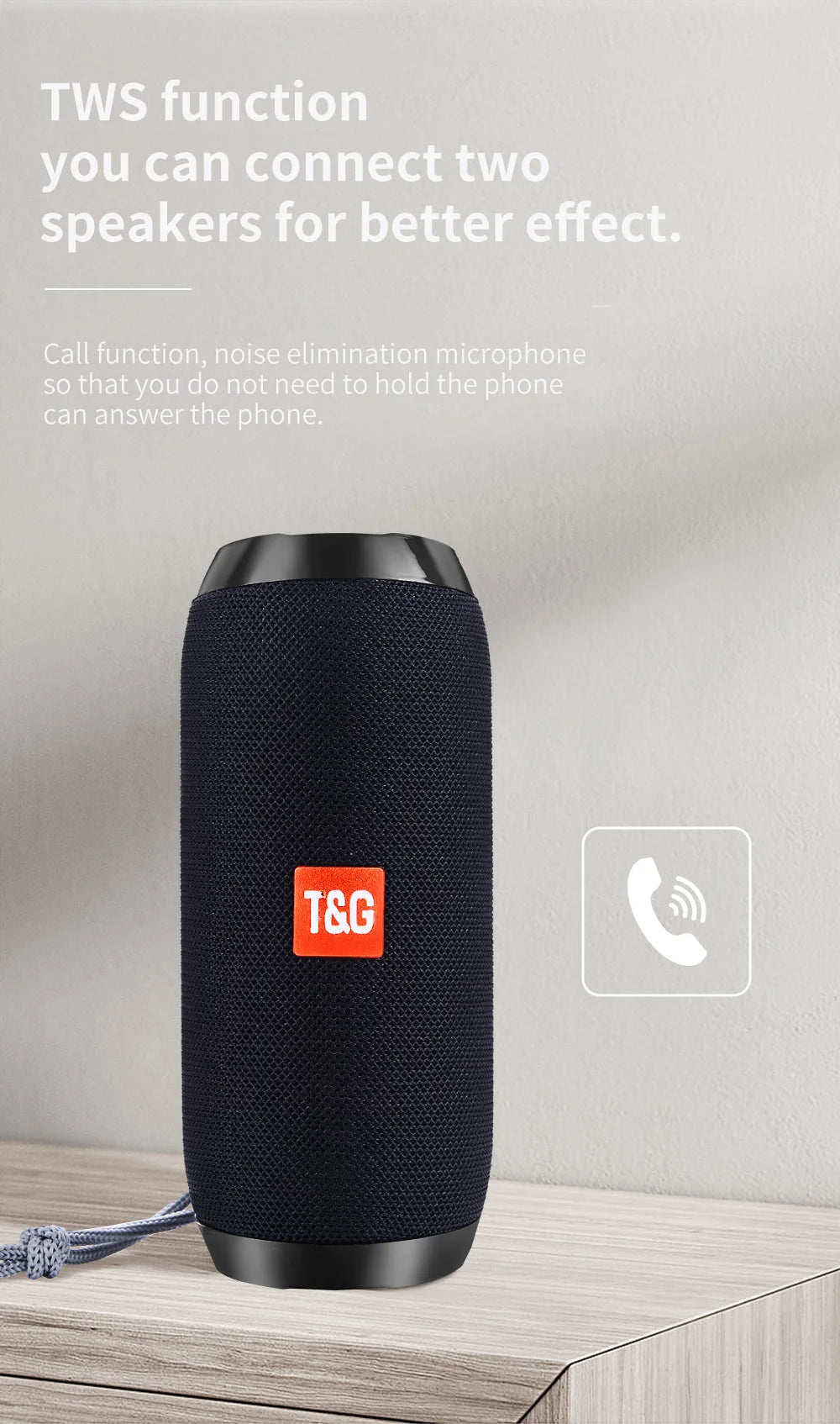 Bluetooth Speaker T&amp;G TG117 Portable TWS Sound Box Waterproof Loudspeaker Outdoor Stereo Surround Speakers Support TF FM Radio