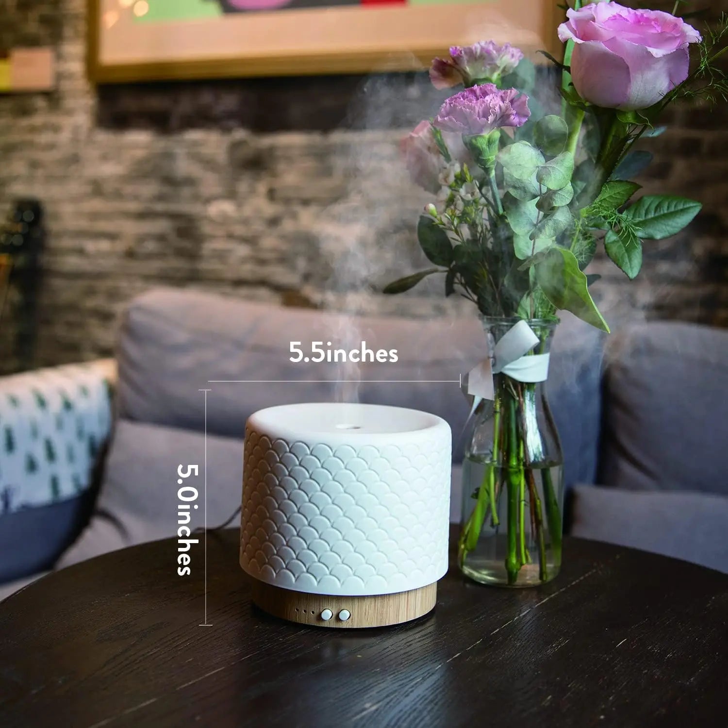 280ml Essential Oil Diffusers For Home Room Aromatherapy Diffuser Mode-4 Timers 3 Modes Lights Auto-Off Ceramic Air Humidifier