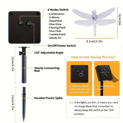 Solar-Powered LED Dragonfly String Lights Outdoor Landscape Decoration for Halloween Christmas  Garden Lights Solar Fairy Lights