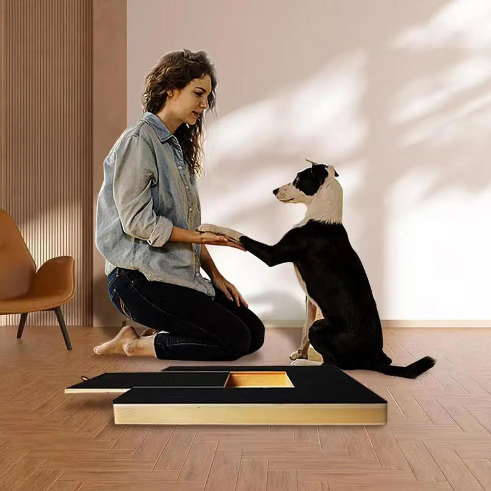 Dog Nail Scratch Board Nail Trim Pad Pull-Out Wooden Pet Scratching Board Toy Built-in Treat Box Dog Sandpaper Board Scratcher