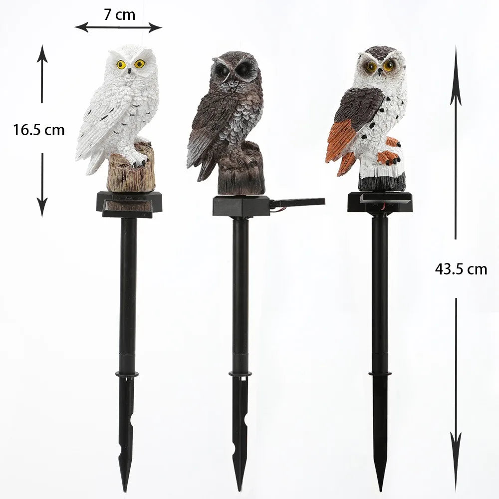 Solar-Powered LED Owl Garden Light – Realistic Animal Statue Outdoor Decoration for Lawn, Yard, and Pathway