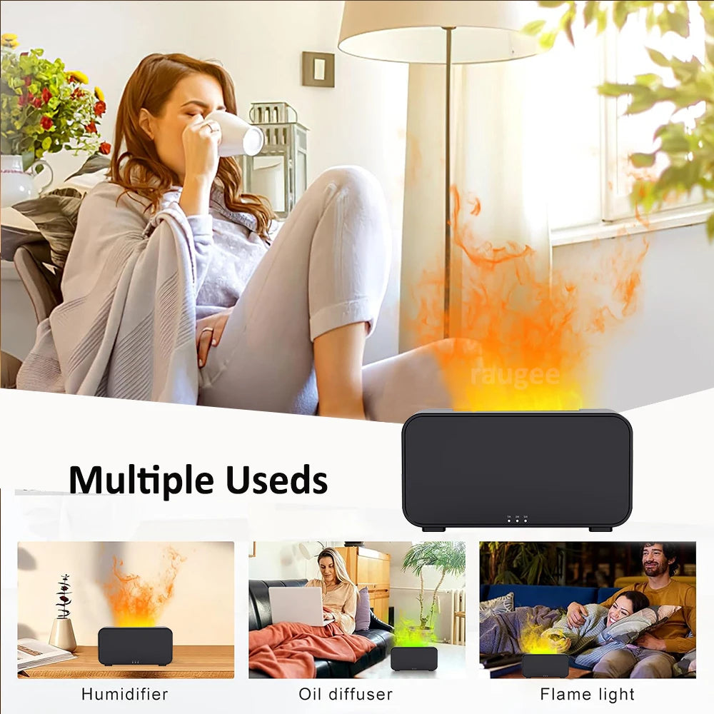 Air Aroma Humidifier Diffuser Essential Oils Humidifiers Mini Flame Automatic Fragrance Diffuser Home Humidifier With LED Light