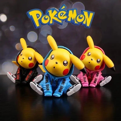 6Pcs Anime Pokemon Pikachu FigureSweatshirt Ver Set Model Toy Gift Birthday Gift Car Decoration Action Figure PVC 7CM